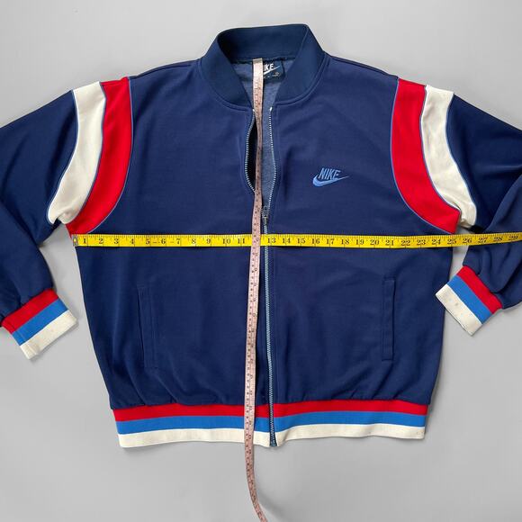 Vintage 90s NIKE Track Jacket XL Taiwan Navy Poly Cotton Warm Up Swish Logo - Picture 5 of 9